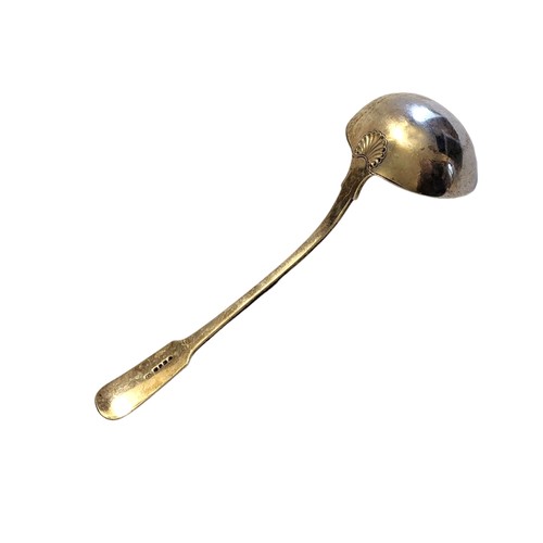 71 - A LARGE GEORGIAN SILVER SOUP LADLE
Thread and shell pattern, hallmarked George Piercey, London, 1823... 