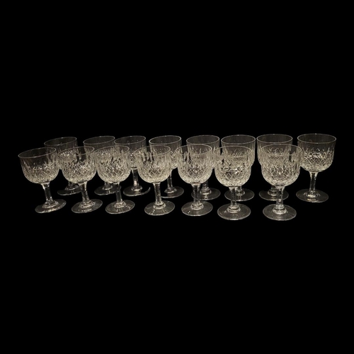 382 - WEBB, A COLLECTION OF FIFTEEN NORMANDY LEAD CRYSTAL WINE GLASSES
Having cut decoration and acid trad... 