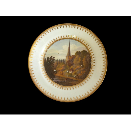 362 - WITHDRAWN A PAIR OF SWANSEA CABINET PLATES CIRCA 1815-1817
Centrally polychrome enamel with a view o... 