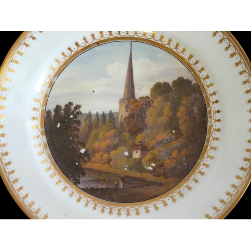 362 - WITHDRAWN A PAIR OF SWANSEA CABINET PLATES CIRCA 1815-1817
Centrally polychrome enamel with a view o... 