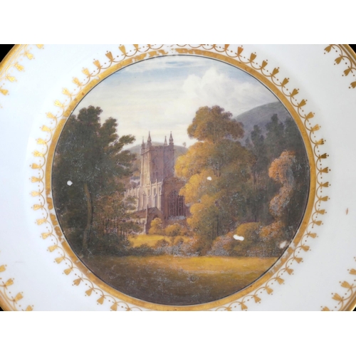 363 - WITHDRAWN A PAIR OF SWANSEA CABINET PLATES CIRCA 1815-1817
Polychrome enamelled with Malvern scenes,... 