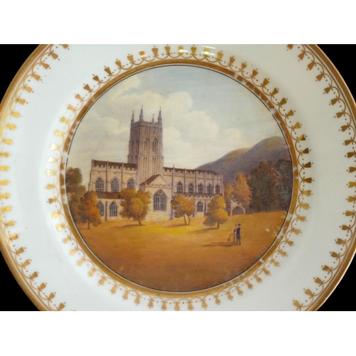 363 - WITHDRAWN A PAIR OF SWANSEA CABINET PLATES CIRCA 1815-1817
Polychrome enamelled with Malvern scenes,... 