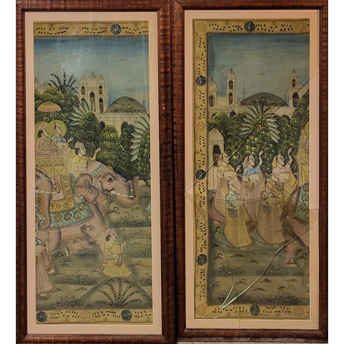 488 - A SET OF FOUR 20TH CENTURY INDIAN WATERCOLOURS, FABRIC LANDSCAPES
Figures wearing period traditional... 