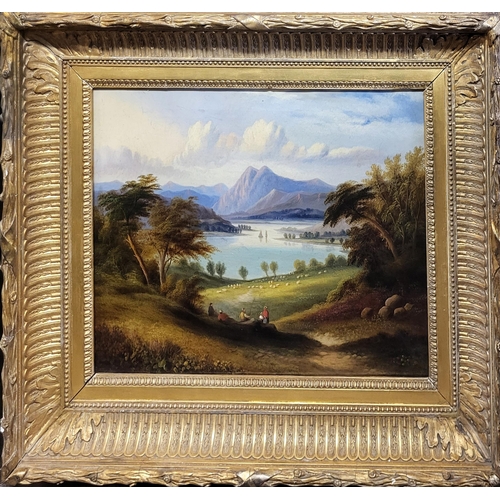 478 - THE HEAD OF WINDERMERE, AN EARLY 19TH CENTURY OIL ON CANVAS
With figures in the foreground, unsigned... 