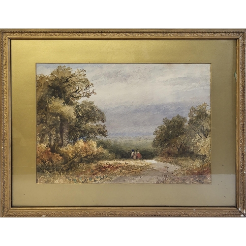 490 - JAMES PRICE, AN ENGLISH VICTORIAN SCHOOL WATERCOLOUR
Panoramic view, misty hill, signed bottom right... 