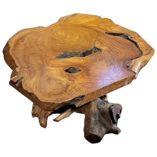 578 - A 20TH CENTURY CONTINENTAL CARVED ROOT WOOD TABLE
On pedestal base.
(approx 67cm x 45cm)

Condition:... 