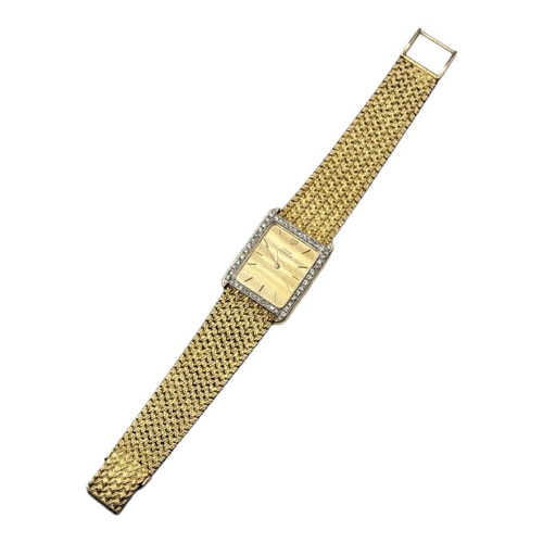 141 - GIRARD PERREGAUX, A VINTAGE 18CT GOLD AND DIAMOND GENTS WRISTWATCH
Rectangular form dial with diamon... 