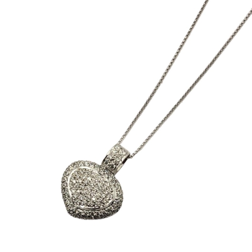 17A - AN 18CT WHITE GOLD AND DIAMOND PENDANT NECKLACE
Heart form pendant with pavè diamonds on a fine link... 