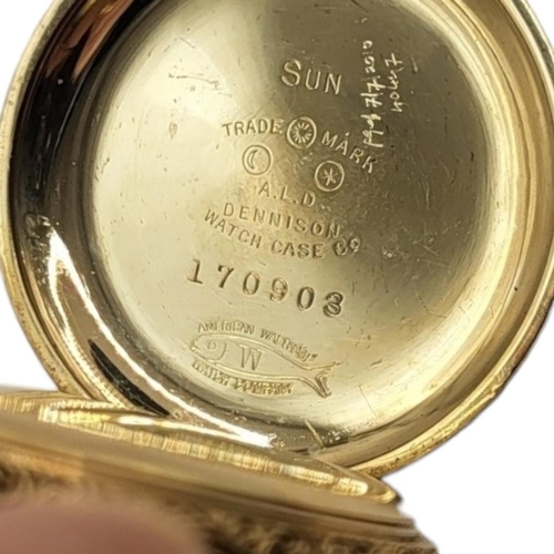 19A - WALTHAM, AN EARLY 20TH CENTURY GOLD PLATED LADIES’ POCKET WATCH
Having engraved decoration and screw... 