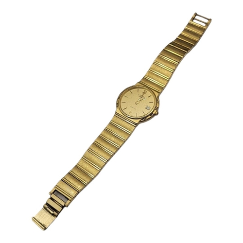 43 - ROTARY, A VINTAGE GOLD PLATED GENT’S WRISTWATCH
Slim form with integral gold plated strap, in a fitt... 