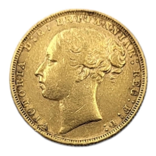 44A - WITHDRAWN A VICTORIAN 22CT GOLD FULL SOVEREIGN COIN, DATED 1884 
With young Victoria portrait bust a... 