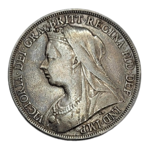 48A - A VICTORIAN SILVER FULL CROWN COIN, DATED 1898 
With Queen Victoria portrait bust and King George an... 