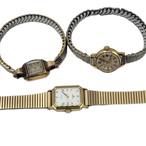 6 - AN EARLY 20TH CENTURY 18CT GOLD LADIES’ COCKTAIL WRISTWATCH
Square silver tone dial, together with a... 