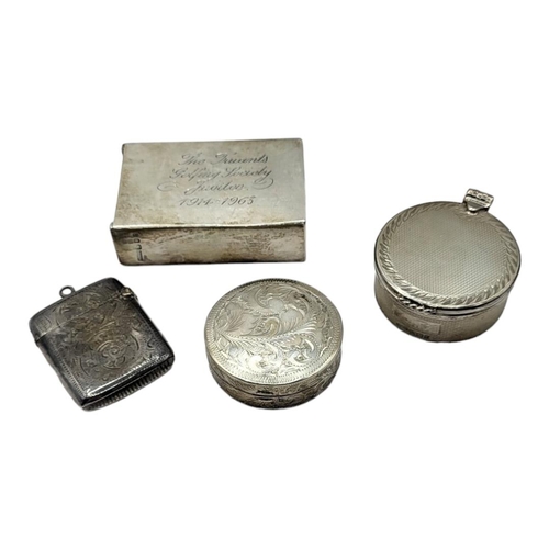 9 - TWO VINTAGE SILVER TRINKET BOXES
To include a box with engine turned decoration and gilded interior,... 