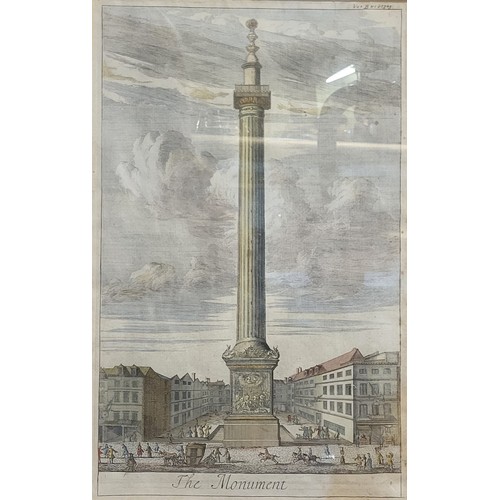 499 - A COLLECTION OF FOUR 18TH CENTURY TOPOGRAPHICAL COLOURED ENGRAVINGS
Views of London, titled 'The Mon... 