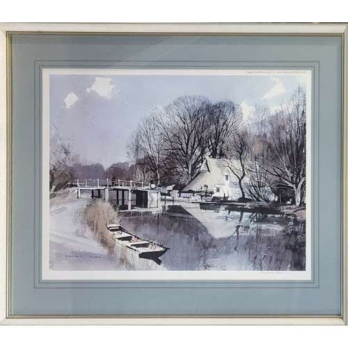 497A - ROWLAND HILDER, FOUR SIGNED COLOURED LANDSCAPE PRINTS
Mounted, framed and glazed.
(83cm x 66cm)

Con... 