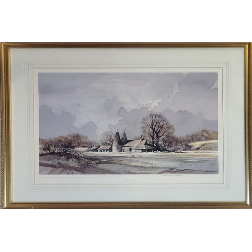 497A - ROWLAND HILDER, FOUR SIGNED COLOURED LANDSCAPE PRINTS
Mounted, framed and glazed.
(83cm x 66cm)

Con... 