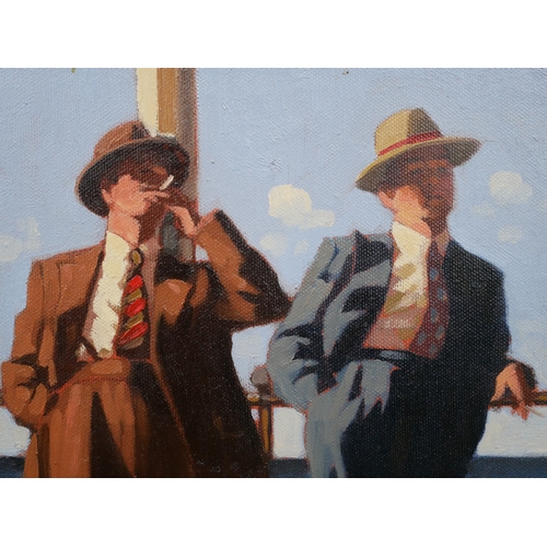 3 - JACK VETTRIANO (SCOTTISH B.1951) OIL ON CANVAS
Titled 'Seaside Sharks'
Signed and framed.
Condition ... 