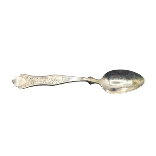 13 - A SET OF SIX EARLY 20TH CENTURY CONTINENTAL SILVER TEASPOONS
Having fine engraved decoration, in a f... 