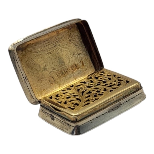 23 - NATHANIEL MILLS, A GEORGIAN SILVER RECTANGULAR VINAIGRETTE
With engraved decoration and pierced gilt... 