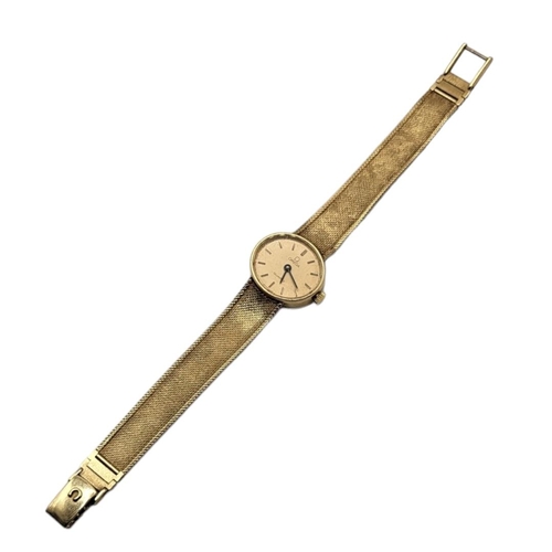 37 - OMEGA, A VINTAGE 9CT GOLD LADIES’ WRISTWATCH
Oval form gold tone dial and quartz movement, on an int... 