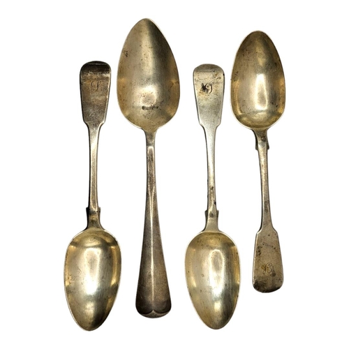 41 - A SET OF THREE EARLY VICTORIAN SCOTTISH HALLMARKED SILVER TABLESPOONS
Each engraved monogram ‘Edinbu... 