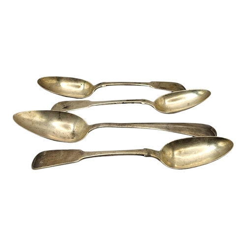 41 - A SET OF THREE EARLY VICTORIAN SCOTTISH HALLMARKED SILVER TABLESPOONS
Each engraved monogram ‘Edinbu... 