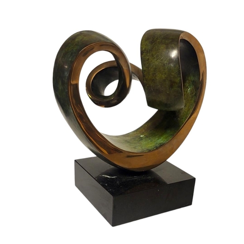 349 - DENNIS WESTWOOD, BRITISH, 1928 - 2021, A POLISHED AND PATINATED ABSTRACT BRONZE SCULPTURE 
Titled ‘H... 