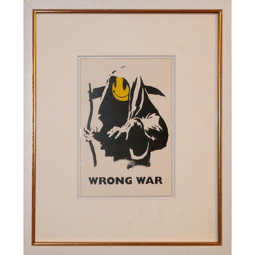 10 - BANKSY, BN 1974, A WRONG WAR STICKER PRINT, CIRCA 2003
Together with a letter of provenance Lazaride... 