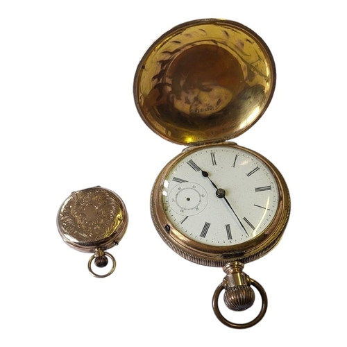 116 - AN EARLY 20TH CENTURY 9CT GOLD LADIES’ POCKET WATCH
Open gilt dial with screw wound mechanism, toget... 