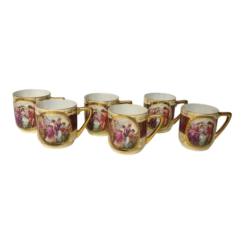 254 - A CZECHOSLOVAKIAN BOHEMIAN ROYAL EPIAG VIENNA STYLE PORCELAIN CABARET SET FOR SIX, CIRCA 1920
Compri... 