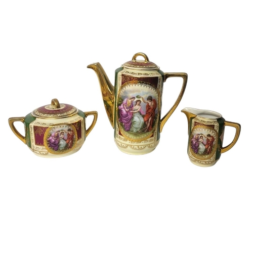 254 - A CZECHOSLOVAKIAN BOHEMIAN ROYAL EPIAG VIENNA STYLE PORCELAIN CABARET SET FOR SIX, CIRCA 1920
Compri... 