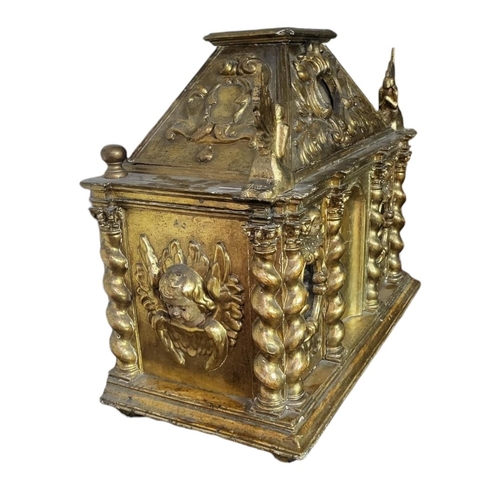 267 - A LATE 19TH CENTURY CONTINENTAL CARVED GILTWOOD RENAISSANCE/BAROQUE STYLE CHURCH TABERNACLE-SACRARIU... 