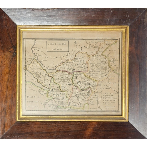 50 - ROBERT MORDEN, AN 18TH CENTURY COPPER PLATE HAND COLOURED ENGRAVING MAP OF CHESHIRE 
Verso inscribed... 