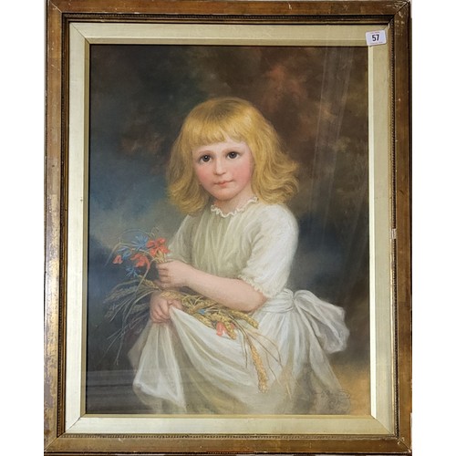 57 - EMILY BARNARD, 1884 - 1911, A VICTORIAN PASTEL PORTRAIT
Young child wearing period attire clutching ... 