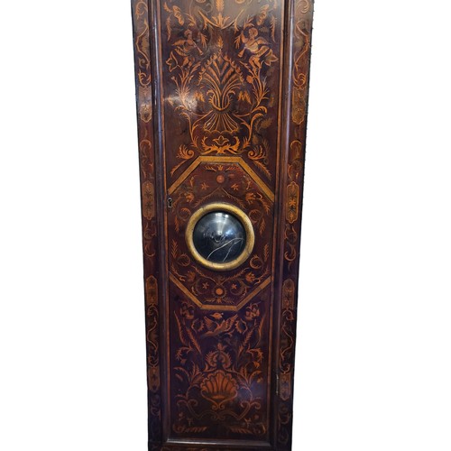 566 - RODGER DUNSTER, 1695 - 1747, LONDON AND AMSTERDAM, AN EARLY 18TH CENTURY MARQUETRY INLAID TALL CASE ... 