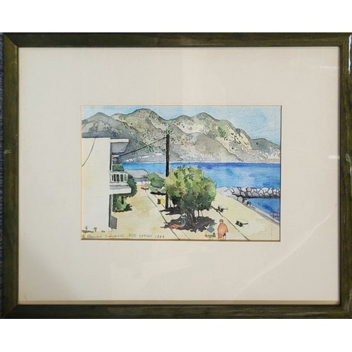 66 - CHARLIE SIDGWICK, WATERCOLOUR, DATED 1984
View of Kos, Greece, along with two watercolours of Volos ... 