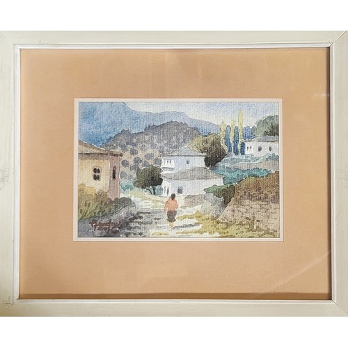 66 - CHARLIE SIDGWICK, WATERCOLOUR, DATED 1984
View of Kos, Greece, along with two watercolours of Volos ... 