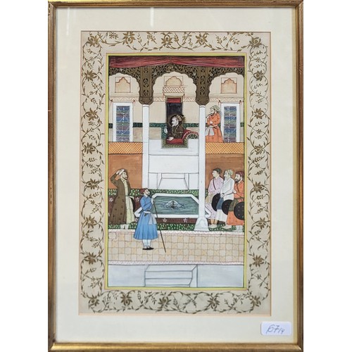 67 - A SET OF FOUR EARLY 20TH CENTURY NORTH INDIAN MOGHUL WATERCOLOURS ON SILK 
Depicting Maharaja Native... 