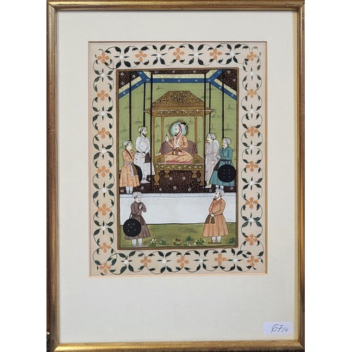 67 - A SET OF FOUR EARLY 20TH CENTURY NORTH INDIAN MOGHUL WATERCOLOURS ON SILK 
Depicting Maharaja Native... 