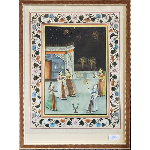 67 - A SET OF FOUR EARLY 20TH CENTURY NORTH INDIAN MOGHUL WATERCOLOURS ON SILK 
Depicting Maharaja Native... 