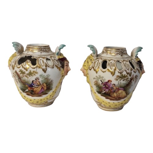 339 - KPM ROYAL BERLIN WORKS, STAATLICHE PORZELLAN MANUFAKTUR, A PAIR OF HARD PASTE PORCELAIN POTPOURRI VA... 