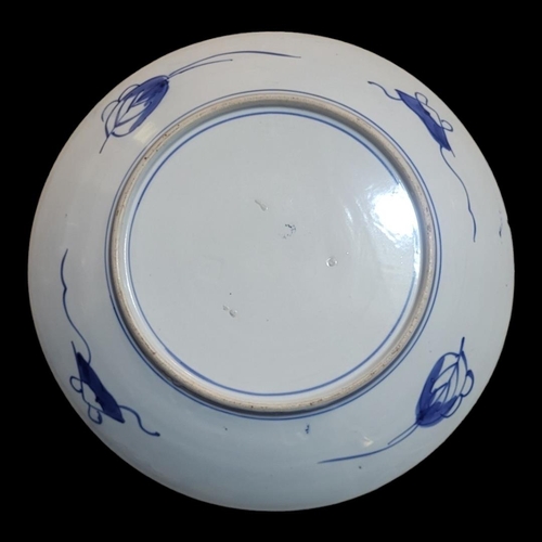 325 - A COLLECTION OF THREE VINTAGE JAPANESE IMARI PORCELAIN CHARGER PLATES
To include a blue and white pl... 