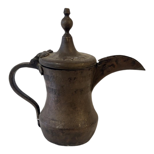 342 - AN ANTIQUE OTTOMAN PROVINCES 17TH/18TH CENTURY OR EARLIER MAMLUK REVIVAL COFFEE TRIBAL POT (POSSIBLY... 