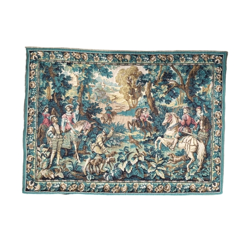 355 - GOBELINS-AUBUSSON VERDURE MANNER, WOOL TAPESTRY PANEL OF A ROYAL HUNTING SCENE, CIRCA 1900 - 1920
De... 