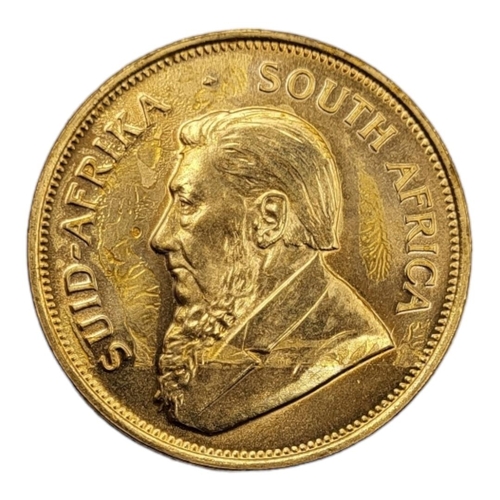 10A - A 22CT GOLD FULL 1OZ KRUGERRAND COIN, DATED 1975 
With portrait bust and springbok design to reverse... 