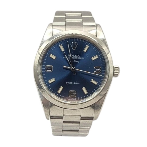 140 - ROLEX, AIR-KING, A VINTAGE STAINLESS STEEL GENT’S WRISTWATCH
Having blue tone dial with arabic numbe... 