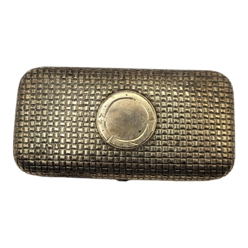 145 - A 19TH CENTURY RUSSIAN SILVER RECTANGULAR CHEROOT CASE
With basket weave decoration and gilt interio... 