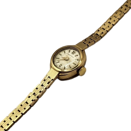 25A - CERTINA, A VINTAGE 9CT GOLD LADIES’ WRISTWATCH
Small circular dial with gilt number markings, on an ... 