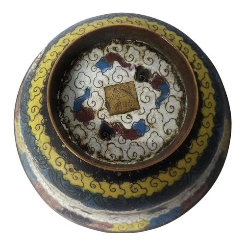 449 - A 19TH CENTURY MEIJI PERIOD CLOISONNÉ AND ENAMEL PEDESTAL BOWL
Decorated to interior and exterior wi... 